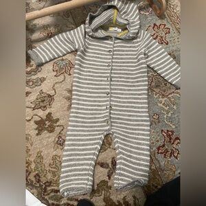 NWOT- Baby Boden Gray and White Striped Knit with Yellow Accents